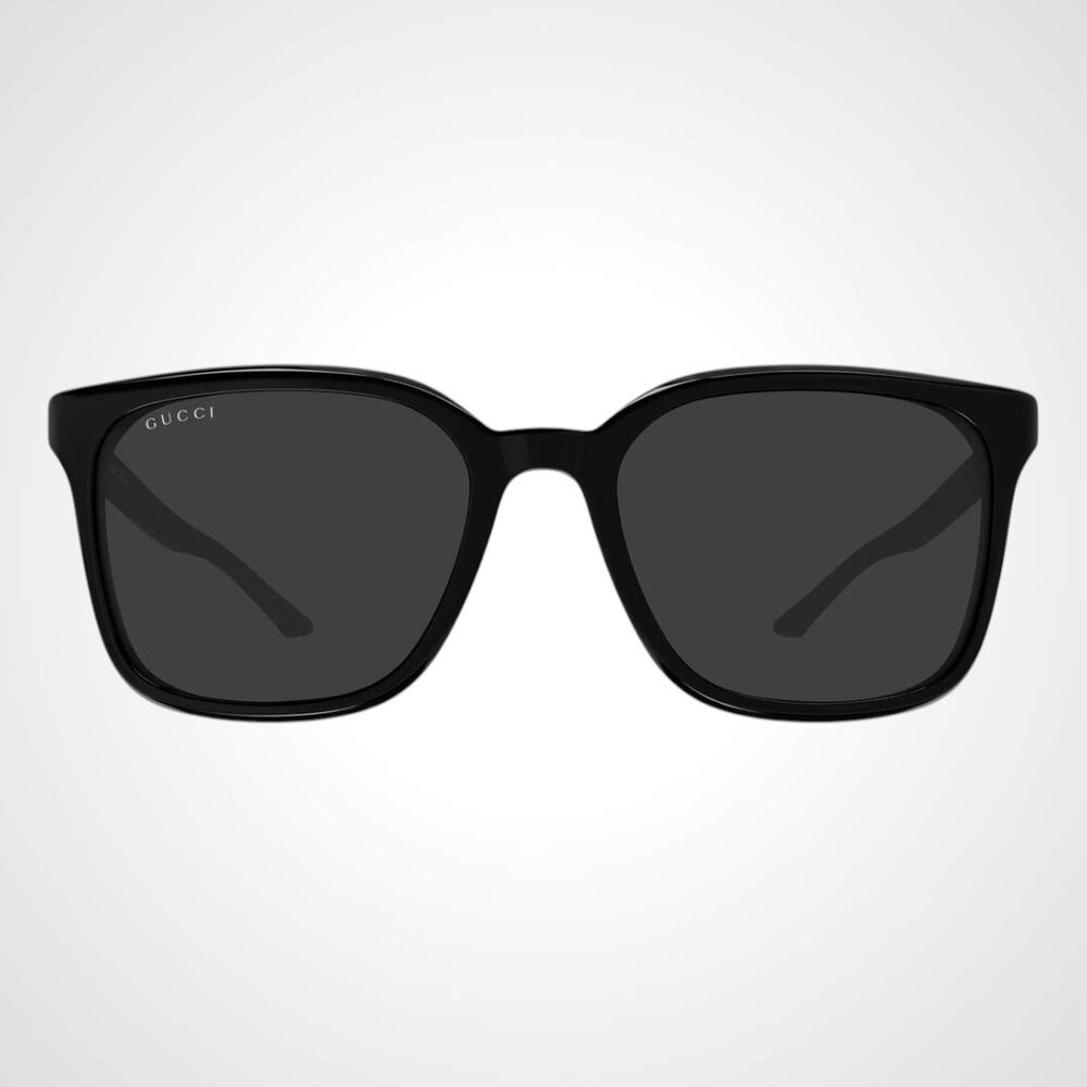 New GUCCI Sunglasses Black Square Acetate Gold Plaque Letter Logo 55-19-145 Mens - Picture 2 of 5